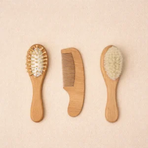 Wooden Baby Grooming 3 Piece Set | Soft Brush & Comb