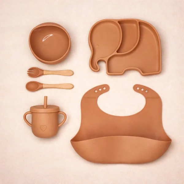 BPA-Free Elephant Silicone Baby Feeding Set (6-Pieces)