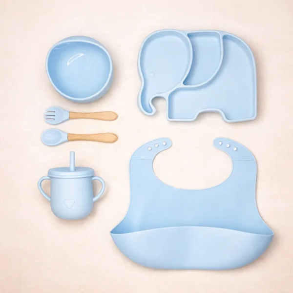BPA-Free Elephant Silicone Baby Feeding Set (6-Pieces)