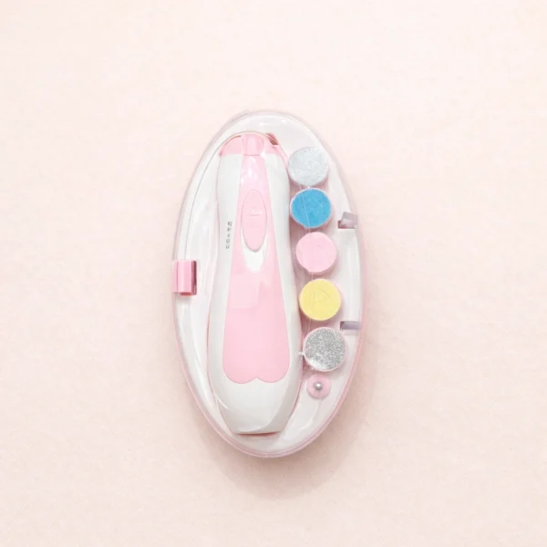 Electric Baby Nail Trimmer with LED Light – 6-in-1 Set