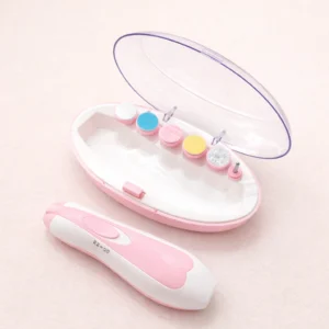 Electric Baby Nail Trimmer with LED Light – 6-in-1 Set