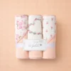 peach floerl webp 3-Piece Hooded Baby Towel Set
