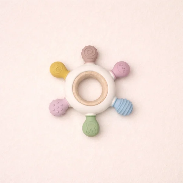 Silicone & Wooden Baby Teether