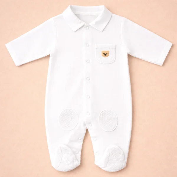 Classic Teddy Collared Baby Romper