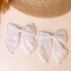 White Pearl Bow & Butterfly Hair Clips Set – 4 Piece