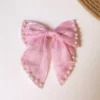 Dusty Pink Pearl Bow & Butterfly Hair Clips Set – 3 Piece