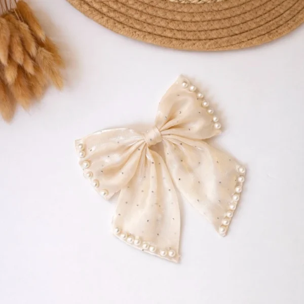 Ivory Pearl Bow & Floral Hair Accessories Set – 3 Piece