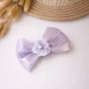 Mauve Satin Bow & Floral Hair Accessories Set – 2 Piece